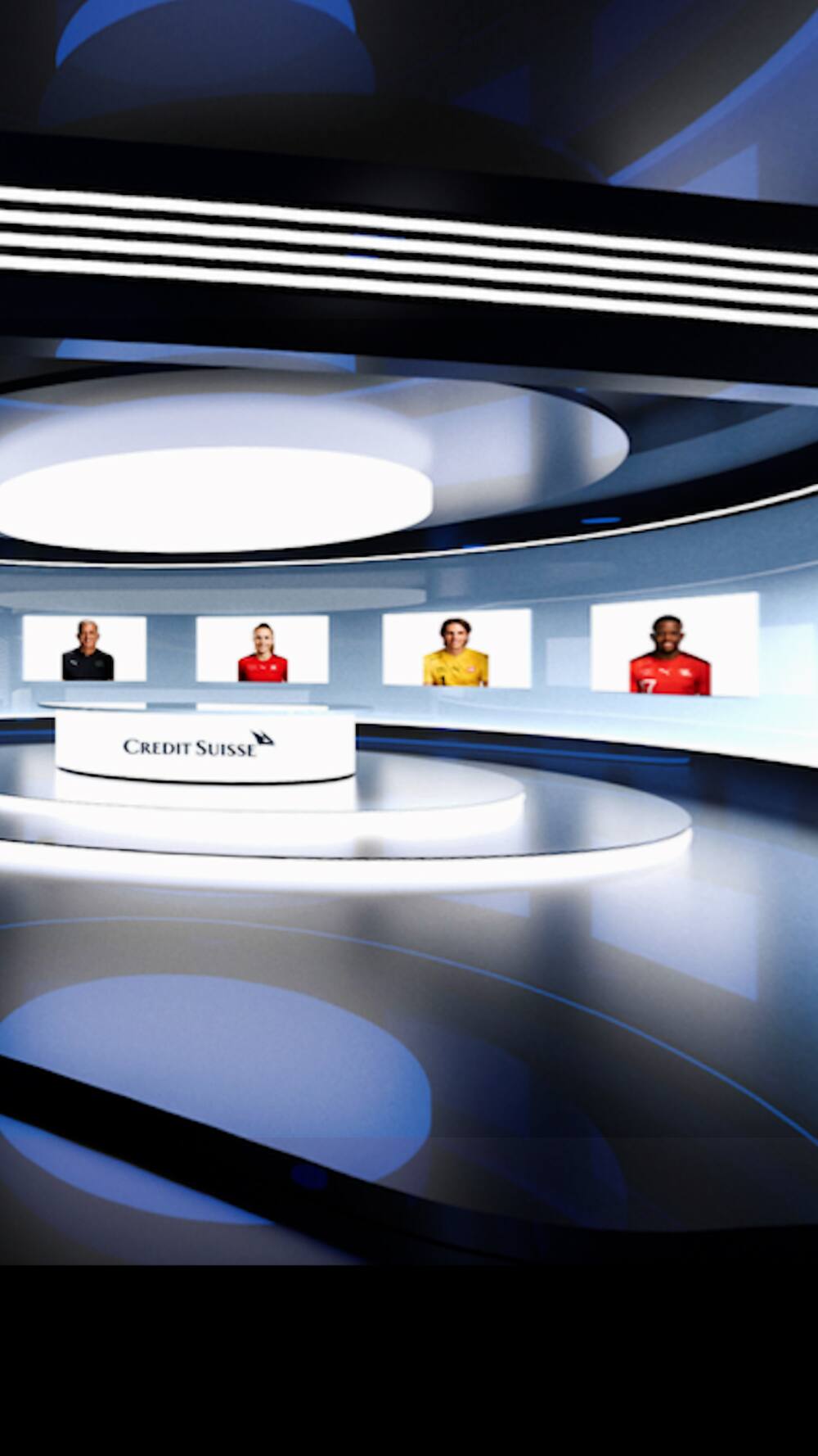 Le studio des sports virtuel du Credit Suisse.