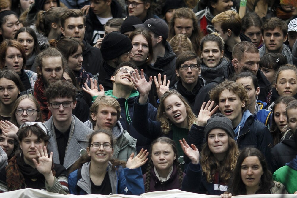Klimaaktivistin Greta Thunberg (M.) bei einer Kundgebung in Berlin am vergangenen Freitag.