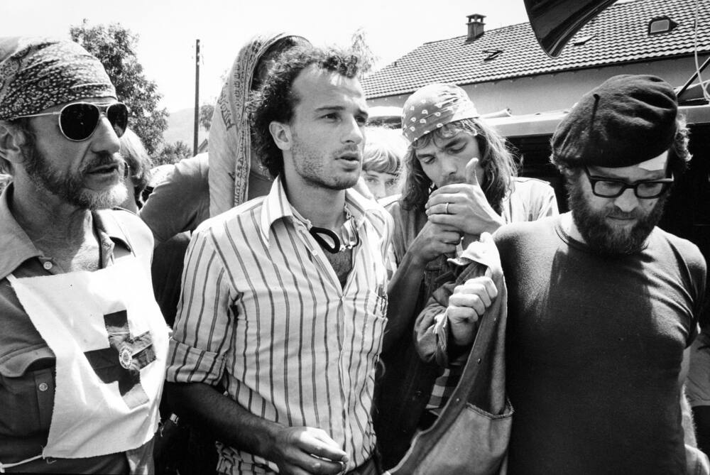 Atomenergie im Visier: Früh formiert sich in der Schweiz Widerstand gegen Atomkraft. Der spätere FDP-Politiker Filippo Leutenegger (M.) 1977 bei einer Demo gegen das AKW Gösgen. Das AKW Kaiseraugst wird später erfolgreich verhindert.