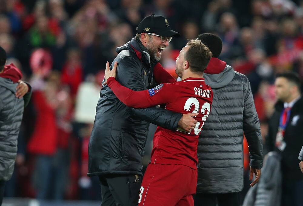 Jürgen Klopp nimmt Xherdan Shaqiri in die Arme: Liverpool steht im Champions-League-Final!