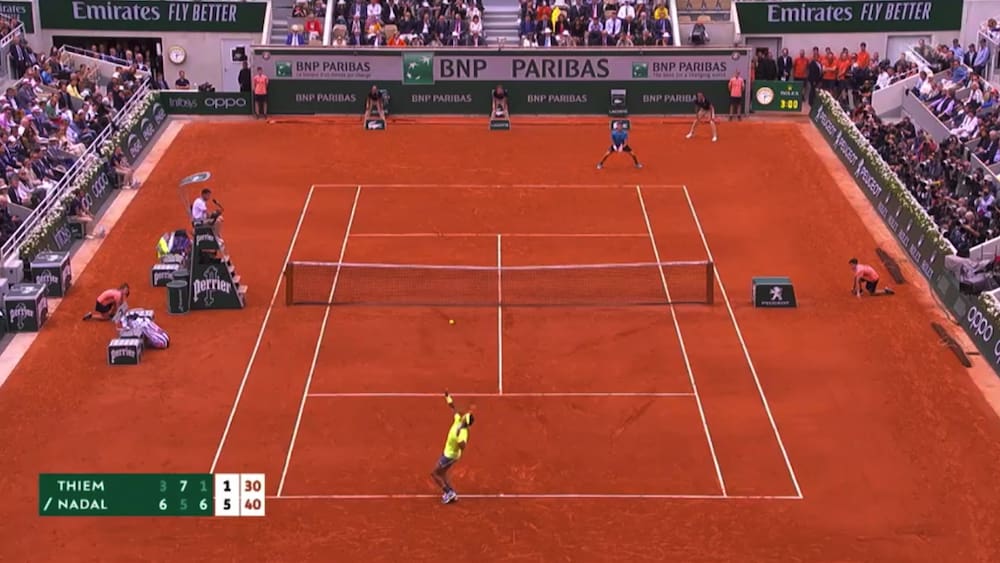 Roland Garros Nadals Matchball im Final der French Open Blick Roland Garros Nadals Matchball im Final der French Open Blick
