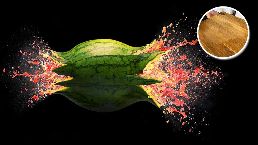 Eine zerplatzte Wassermelone hinterlässt eine Riesensauerei.