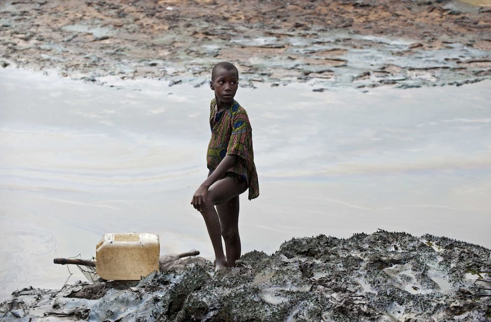 Lingkungan dirusak oleh kebocoran minyak mentah.  Orang-orang yang tinggal di sana kehilangan mata pencaharian dan dalam beberapa kasus tidak punya pilihan selain minum air yang terkontaminasi.