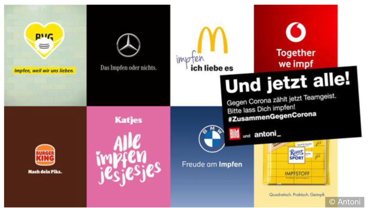 Grösste deutsche Impfkampagne: 150 Unternehmen ändern ihre Markenclaims