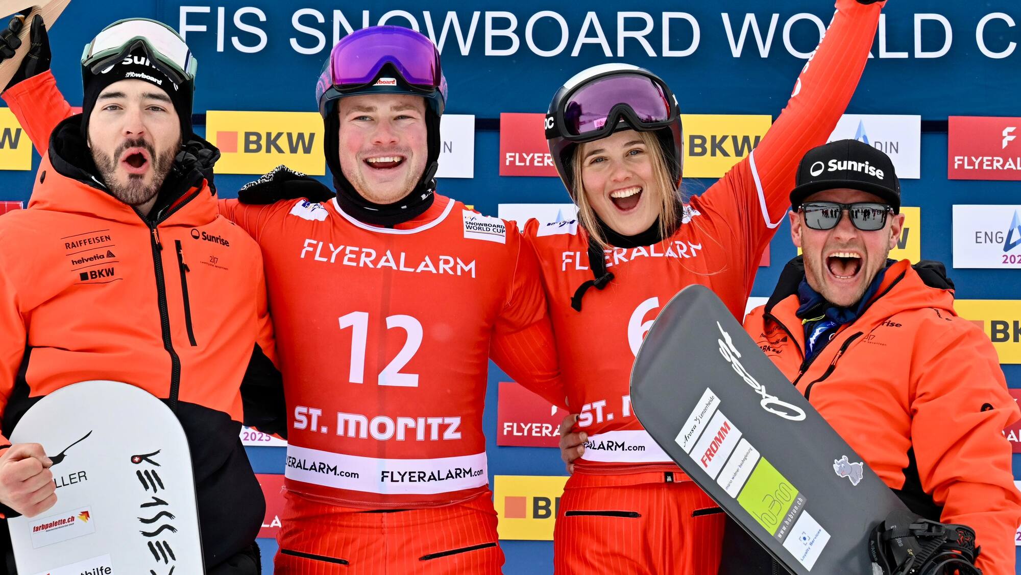 Snowboardcross Sophie Hediger und Kalle Koblet auf Platz 2 in St. Moritz