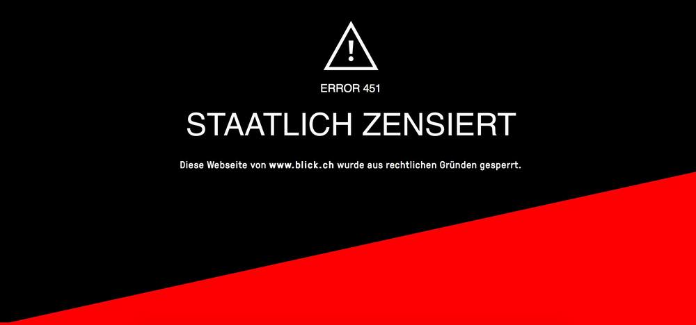 Kein Zugang unter dieser URL: Die Aktion der Jungen Grünliberalen zeigt, wie sich Netzsperren auswirken.