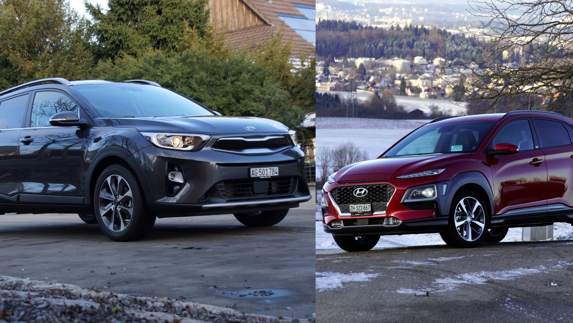 Hyundai Kona gegen Kia Stonic Zwei CitySUV im Vergleich Blick