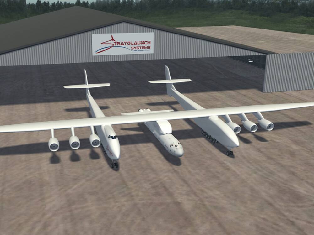 Raumfahrt Weltgrösstes Flugzeug rollt in MojaveWüste Raumfahrt Weltgrösstes Flugzeug rollt in MojaveWüste